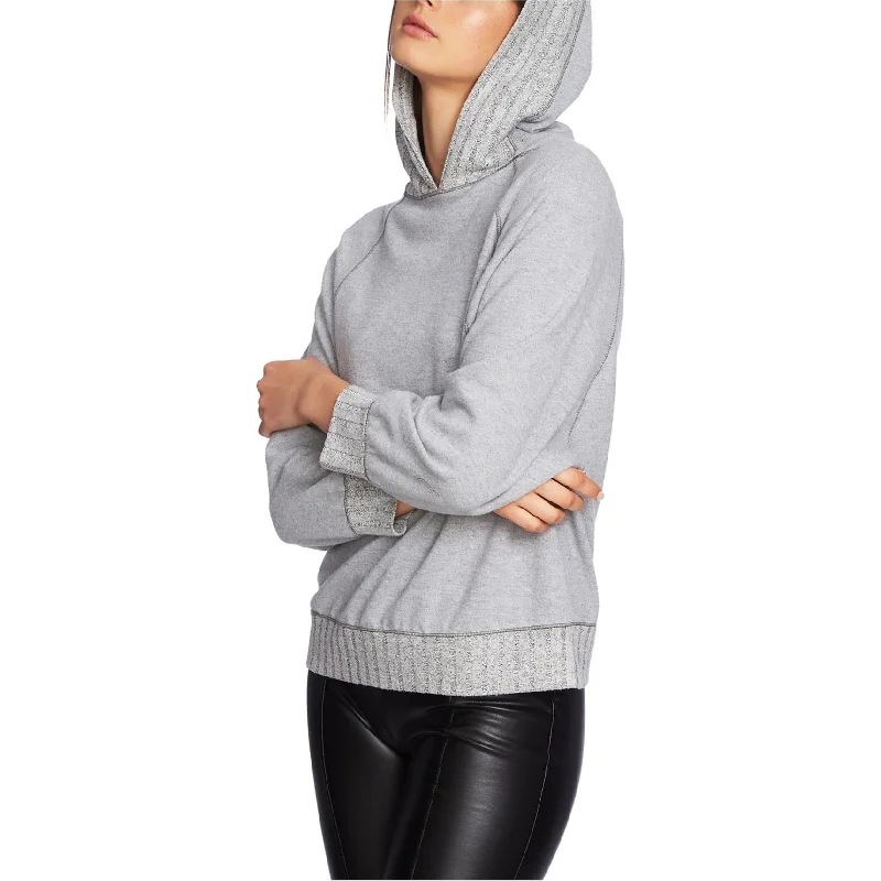 1.State Womens Ribbed Trim Hoodie Sweatshirt