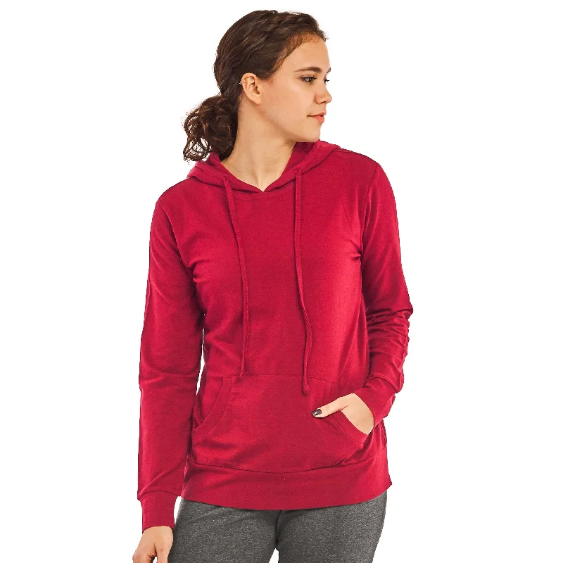 SOFRA LADIES SINGLE JERSEY PULLOVER HOODIE (HDC7001A_RED)