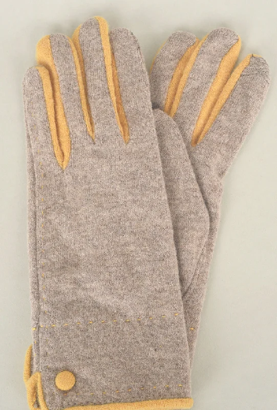 Bicolor Knit Wool/Cashmere Glove, Vison