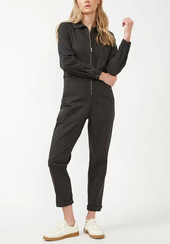 Yuna Women's Long Sleeve Utility Jumpsuit in Dark Grey - WB0003F