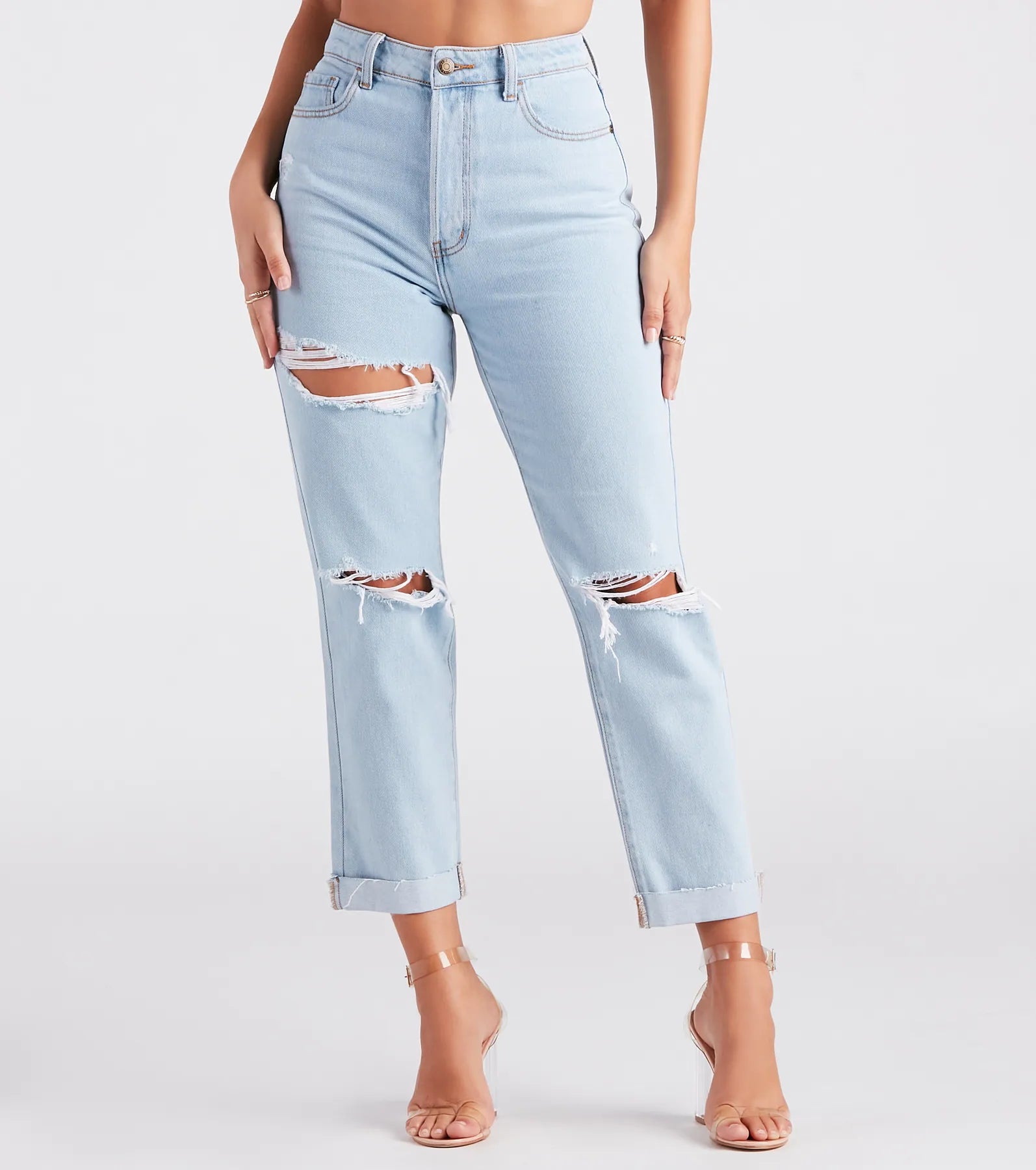 High Rise Drama Destructed Jeans