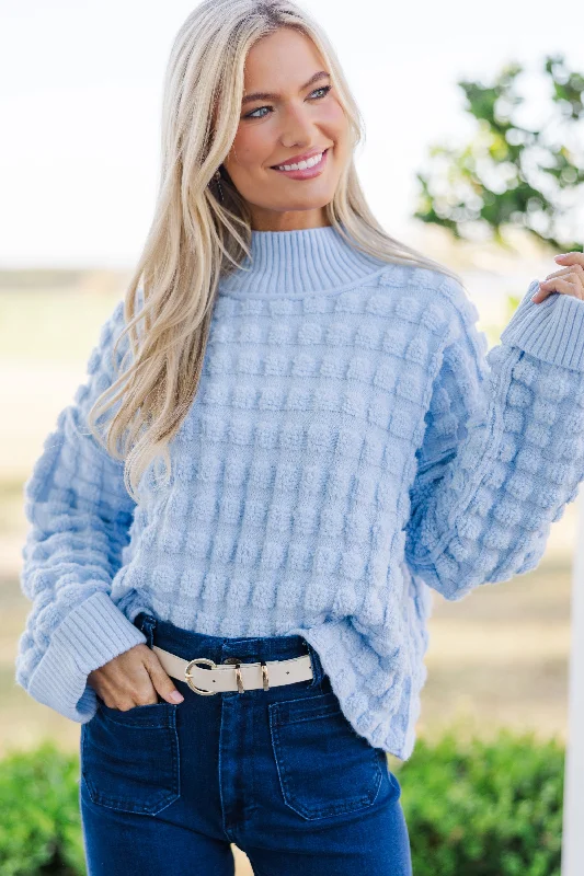 Put It All Together Light Blue Textured Sweater