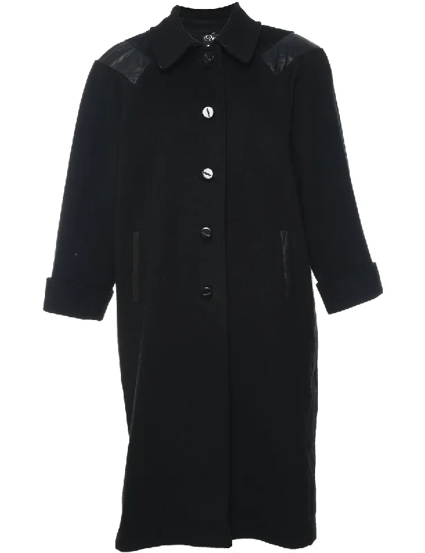 Single Breasted Wool Coat - L