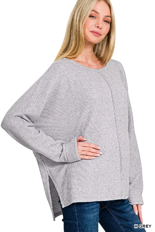 The Dolce Ribbed Center Seam Dolman Sleeve Top