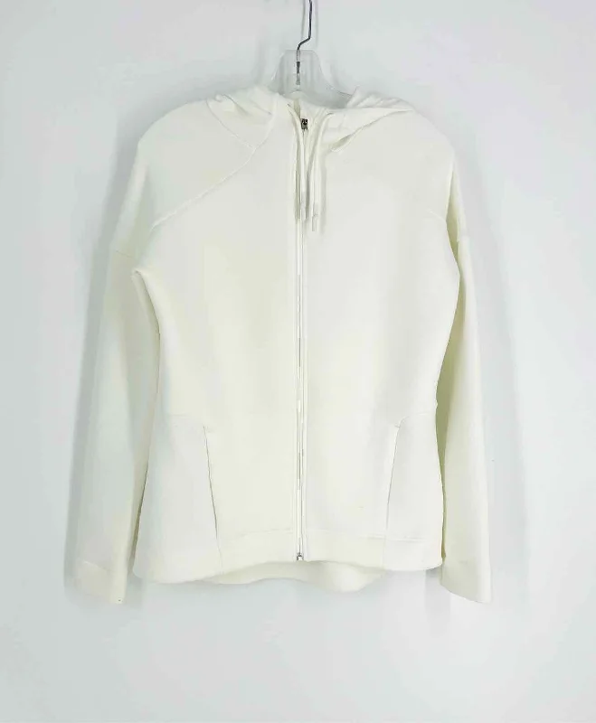 Sweaty Betty Size M Ivory Hooded Solid Activewear Jacket