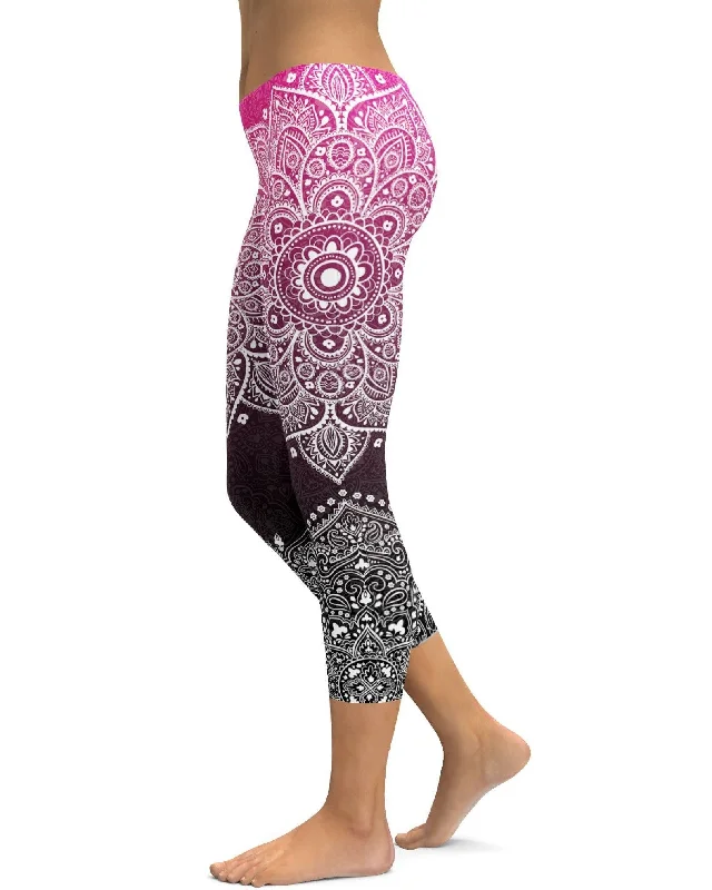 Pink to Black Mandala Capris