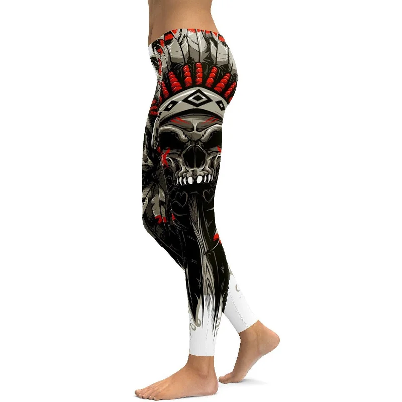 Native Chief Skull Leggings