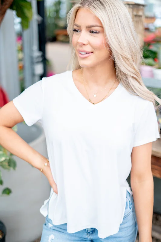 Naya V Neck Tee - White