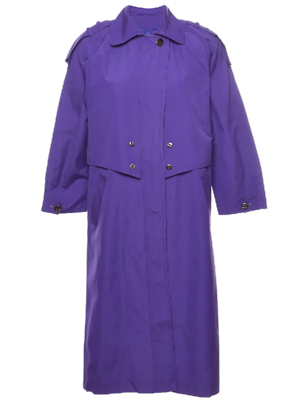 Purple Single Breasted Trench Coat - L