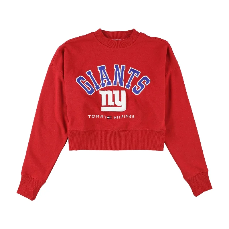 Tommy Hilfiger Womens NY Giants Cropped Sweatshirt, Red, Small