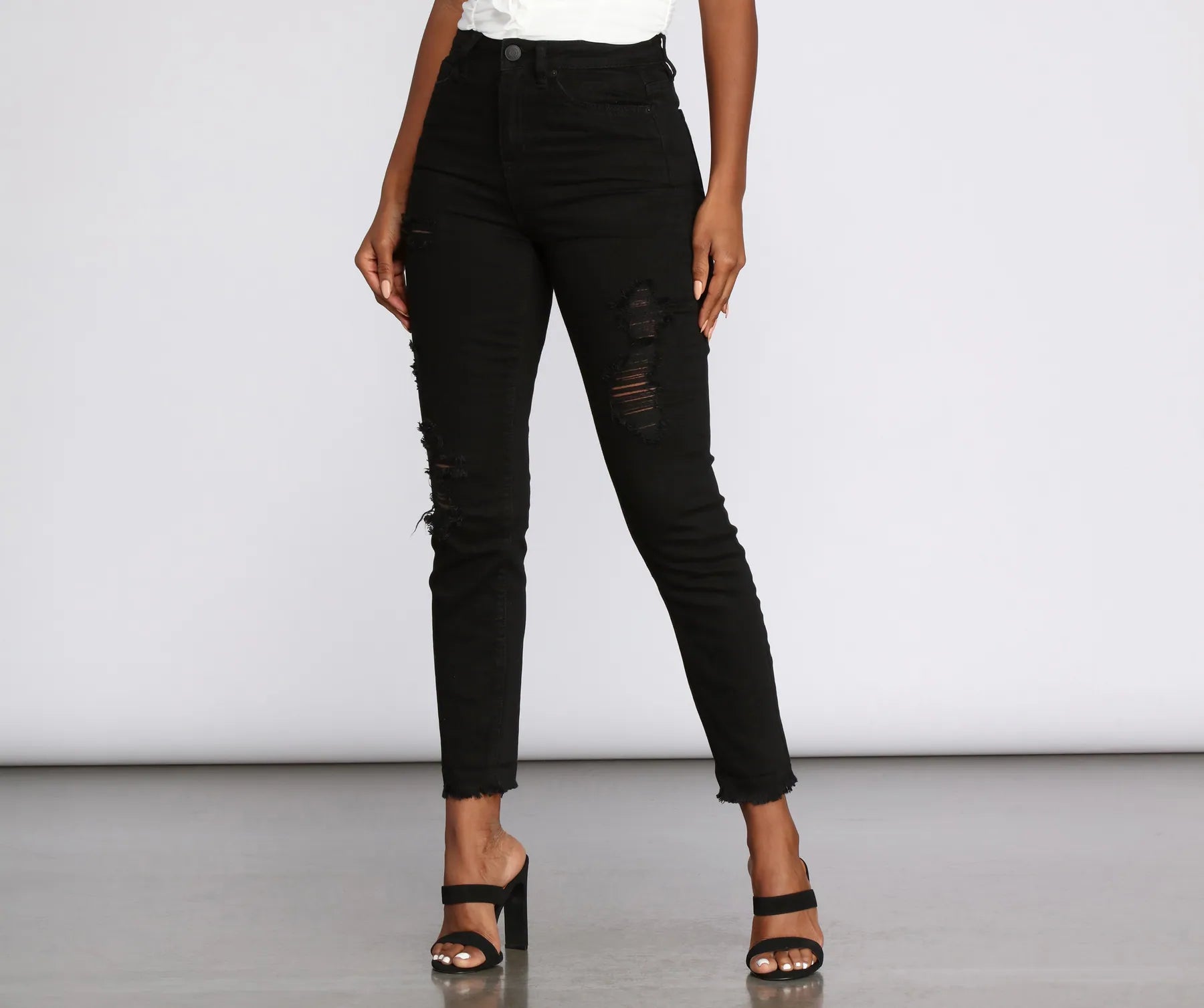 On The Rise Distressed Skinny Jeans