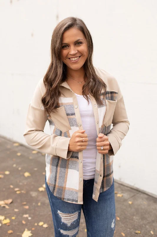 Khaki Gray Flannel Lightweight Button Up (SM-XL)