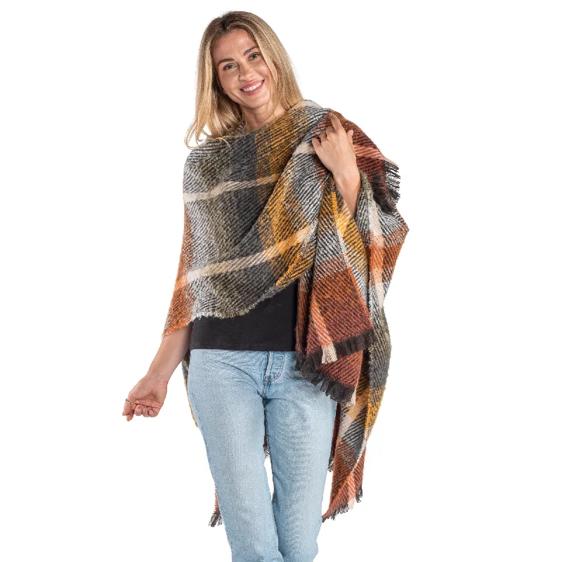 Autumn Plaid Knit Cozy Coat Wrap