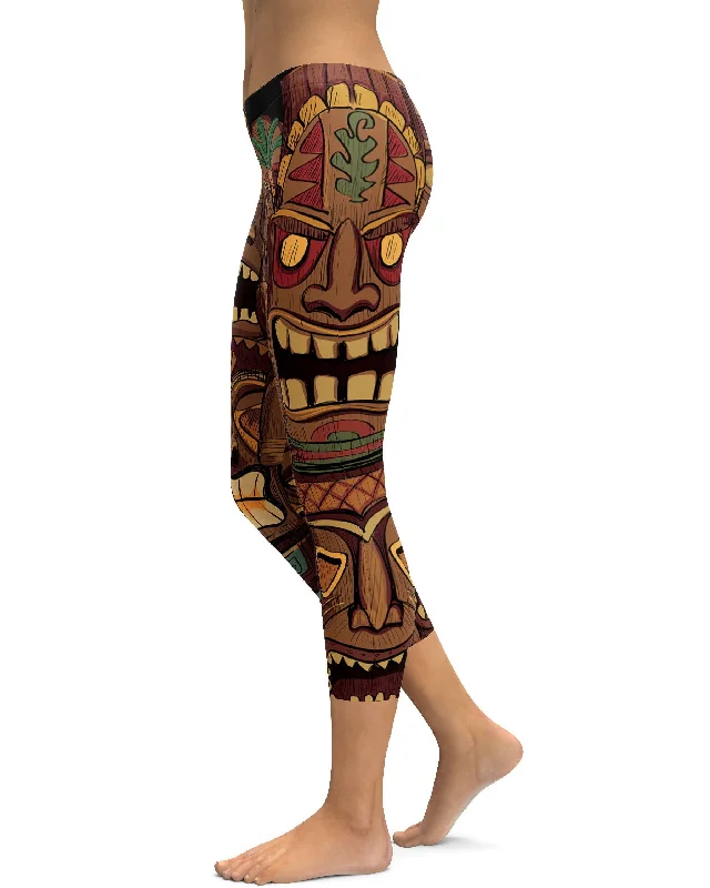 Hawaiian Tiki Masks Capris