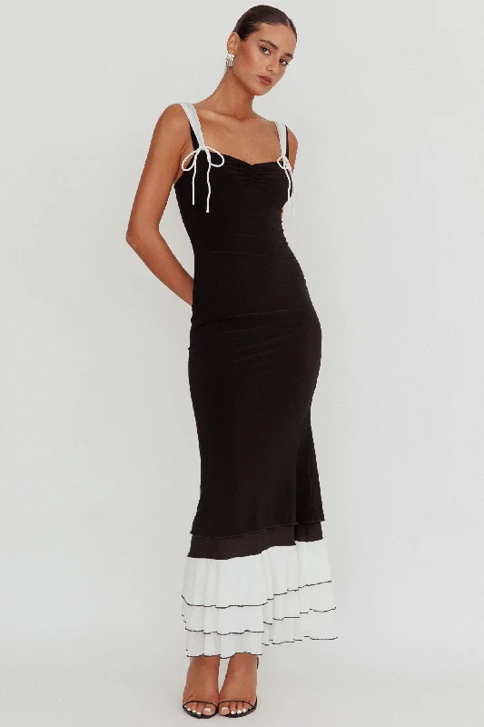 Daydreamers Ruffle Maxi Dress Black