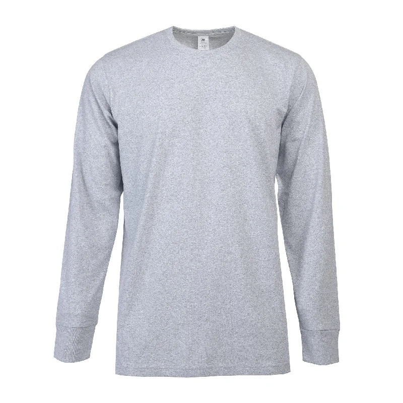 TEEJOY MEN'S CLASSIC CREW NECK LONG SLEEVES RIBBED CUFF T-SHIRT (TR555) - BLACK/H.GREY/NAVY/WHITE