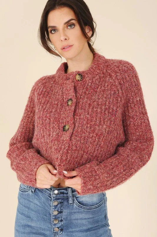 Melange Half Button Sweater *Online Only*