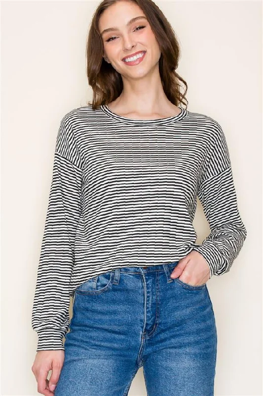 The Angie Textured Stripe Long Sleeve Pullover