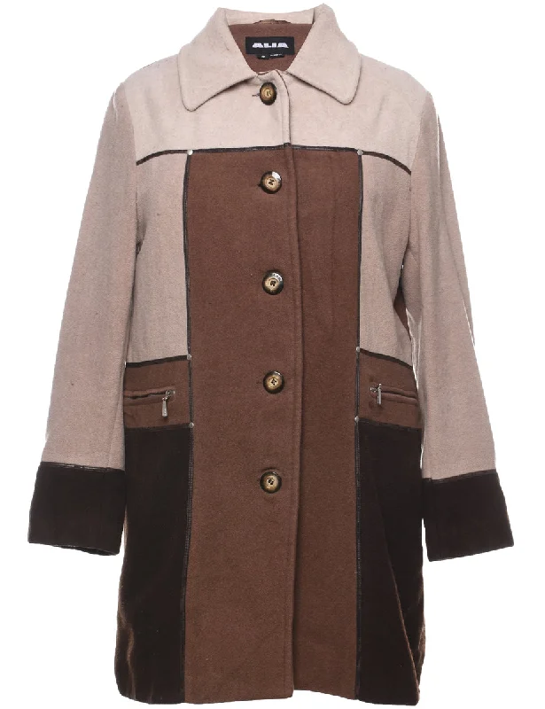 Single Breasted Wool Coat - L