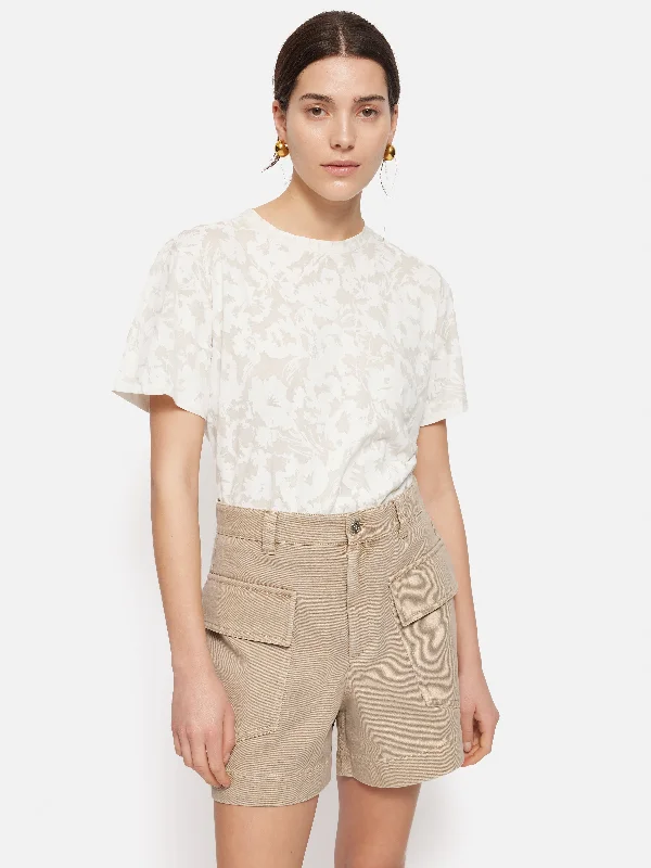 Printed Sheer Jersey Top | White purpose