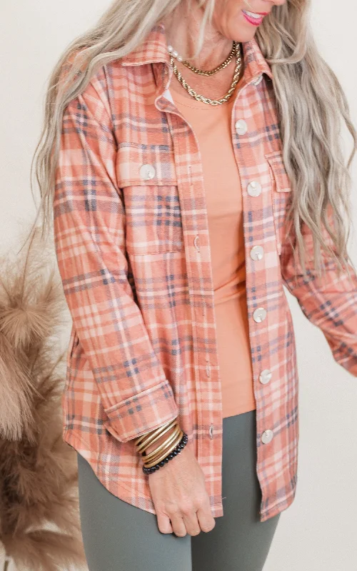 Forever Favorite Plaid Shacket in Rust Cream Navy #3 | Salty Wave Minimalist Women's Casual