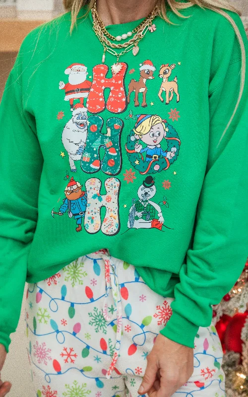 Misfits Ho Ho Ho Holiday Green Graphic Crewneck Sweatshirt** Athletic Women's High - 