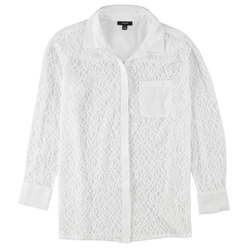 Alfani Womens Knit Lace Button Up Shirt Luxurious Women's High -  end